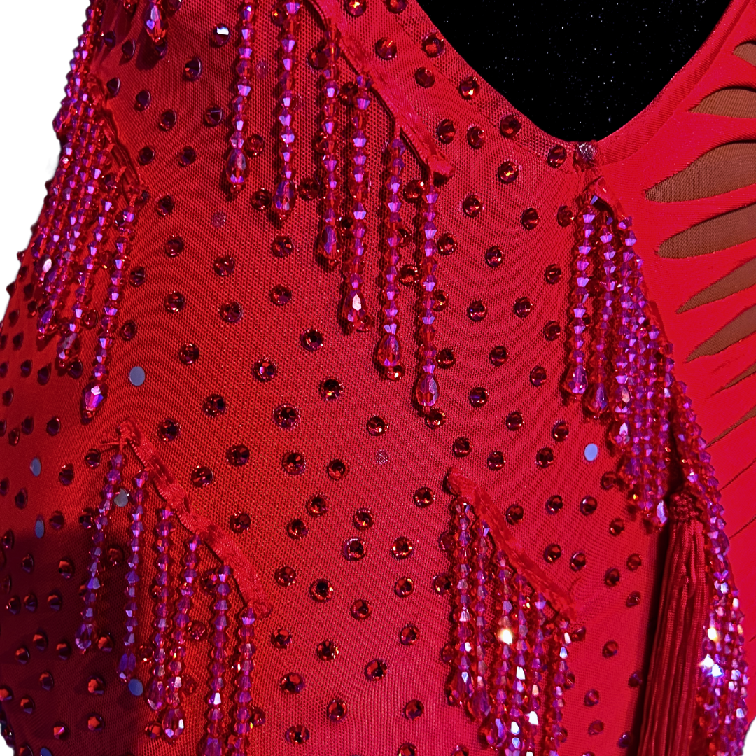 Red Beaded Fringe Dress image 4