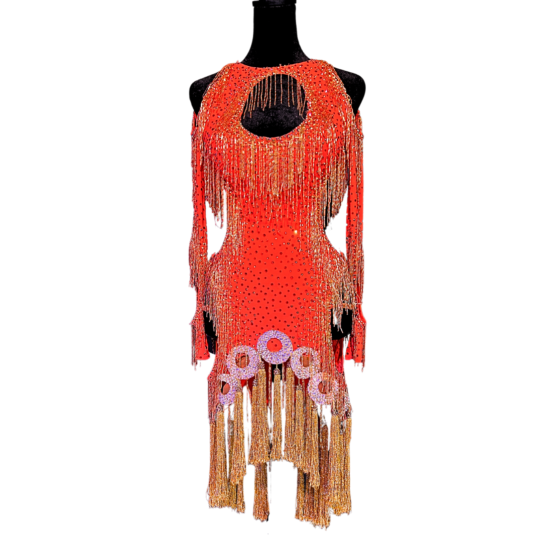 Orange Beaded Fringe Dress image 1