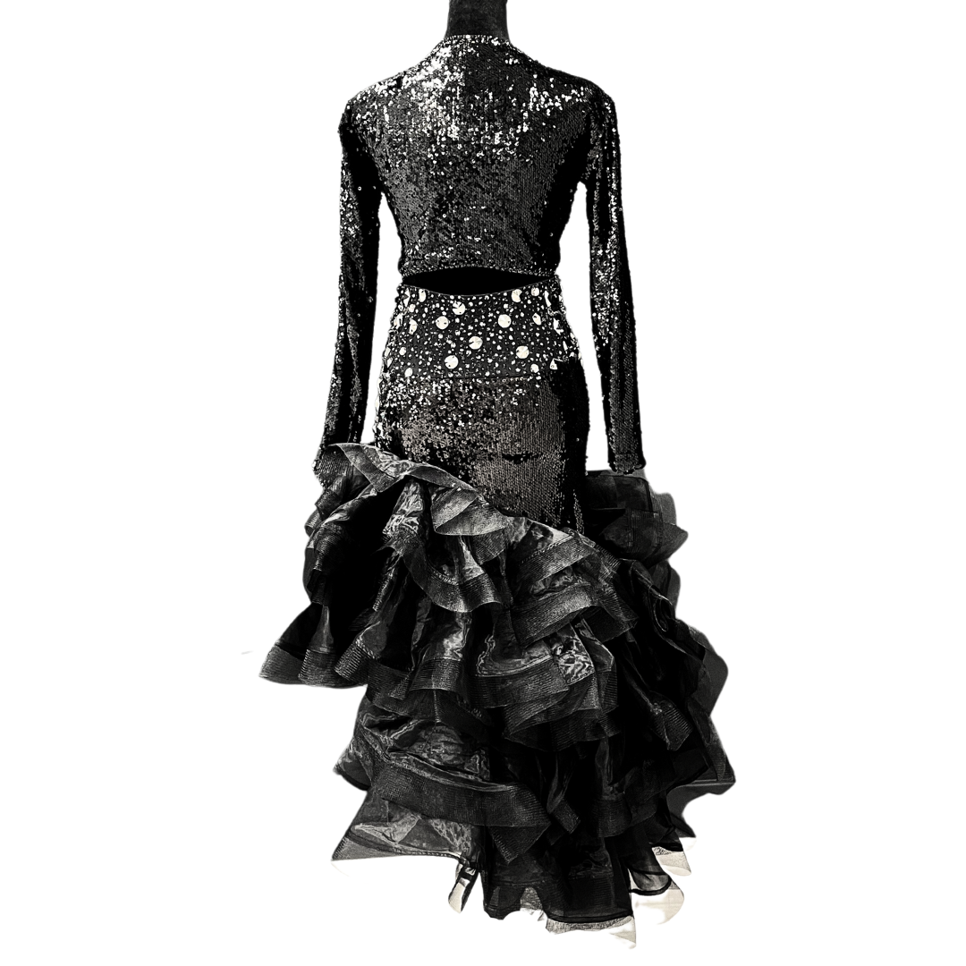 Two-Piece Black Sequin/ Ruffled Dress image 2