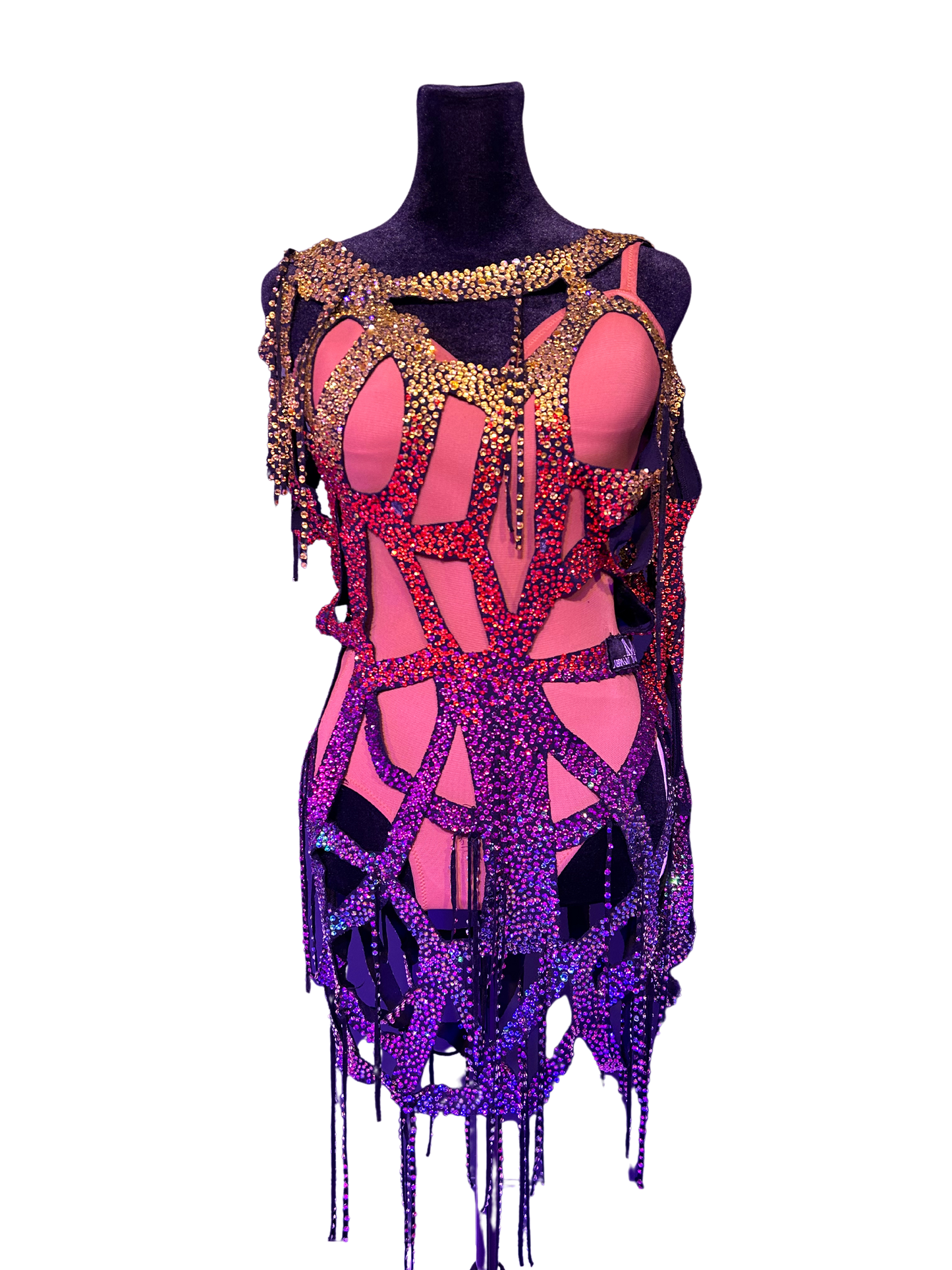 Abraham Martinez Muti-Color Abstract Nude Body Dress (Rental)
