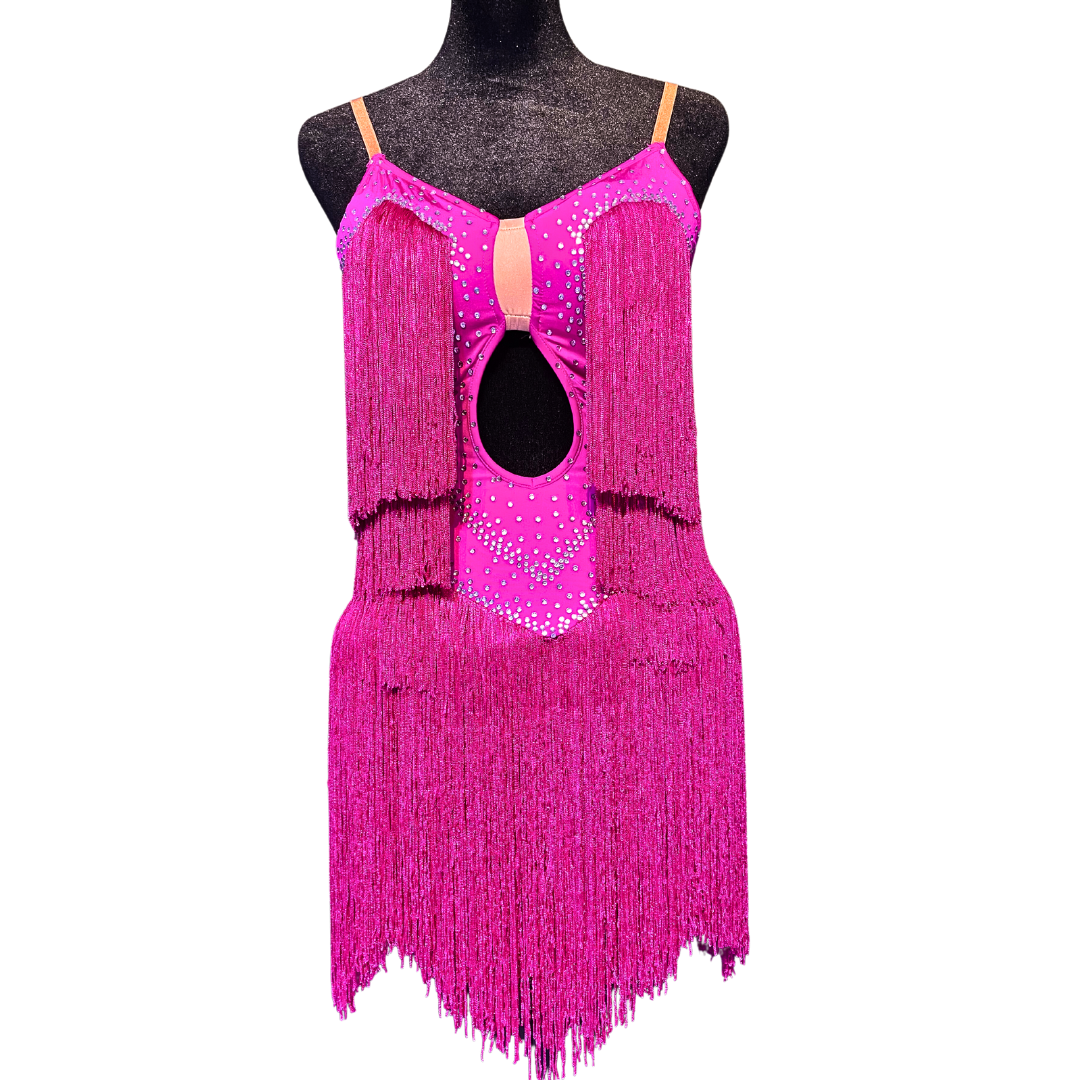 Pink Fringe Point-Cut Dress image 2