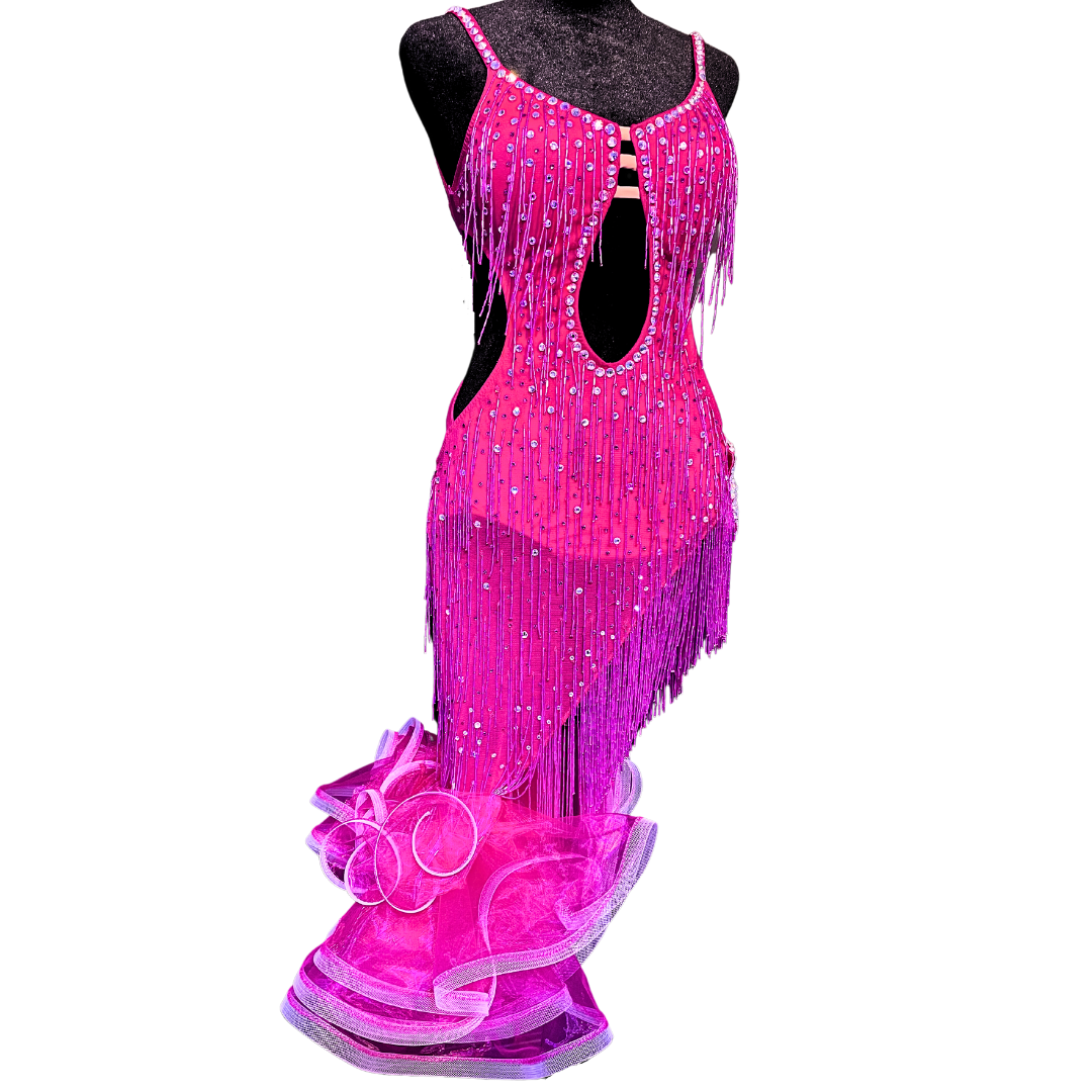 Pink Asymmetrical Ruffled Dress image 0