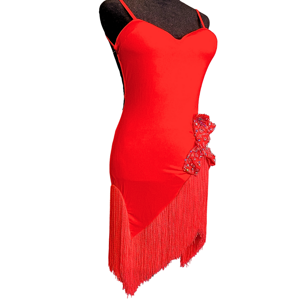 Neon Orange Class Fringe Dress (Rental)