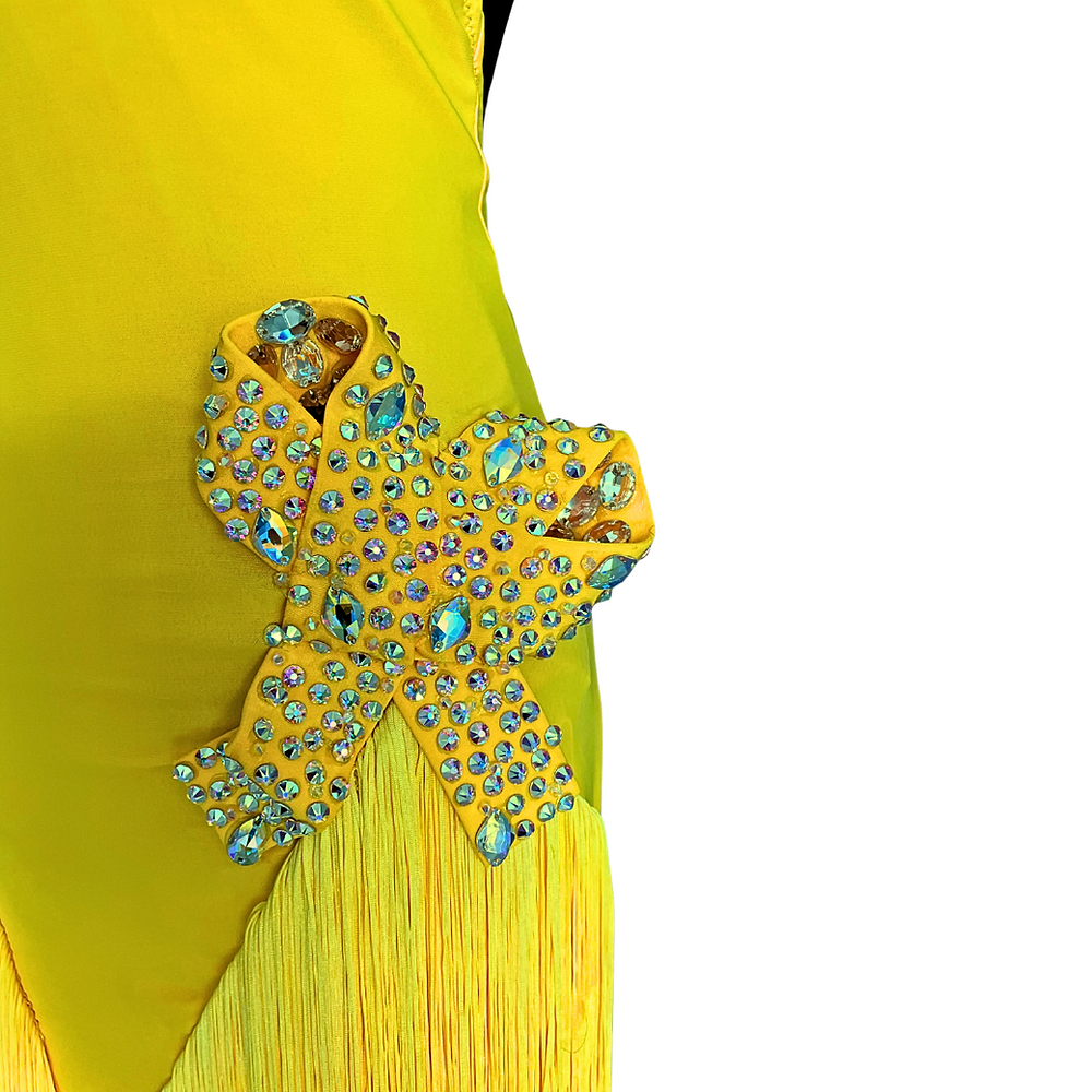 Neon Yellow Class Fringe Dress