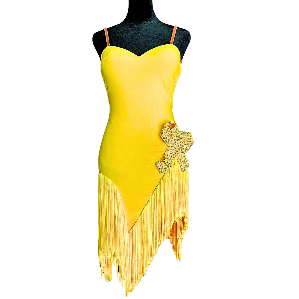 Neon Yellow Class Fringe Dress