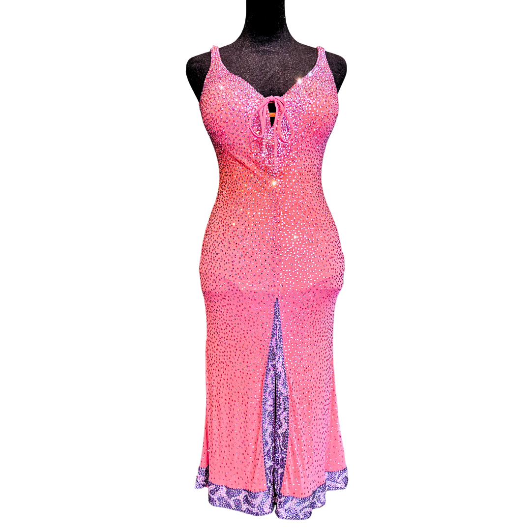 Long Pink + Purple Slit-Skirt Dress image 1