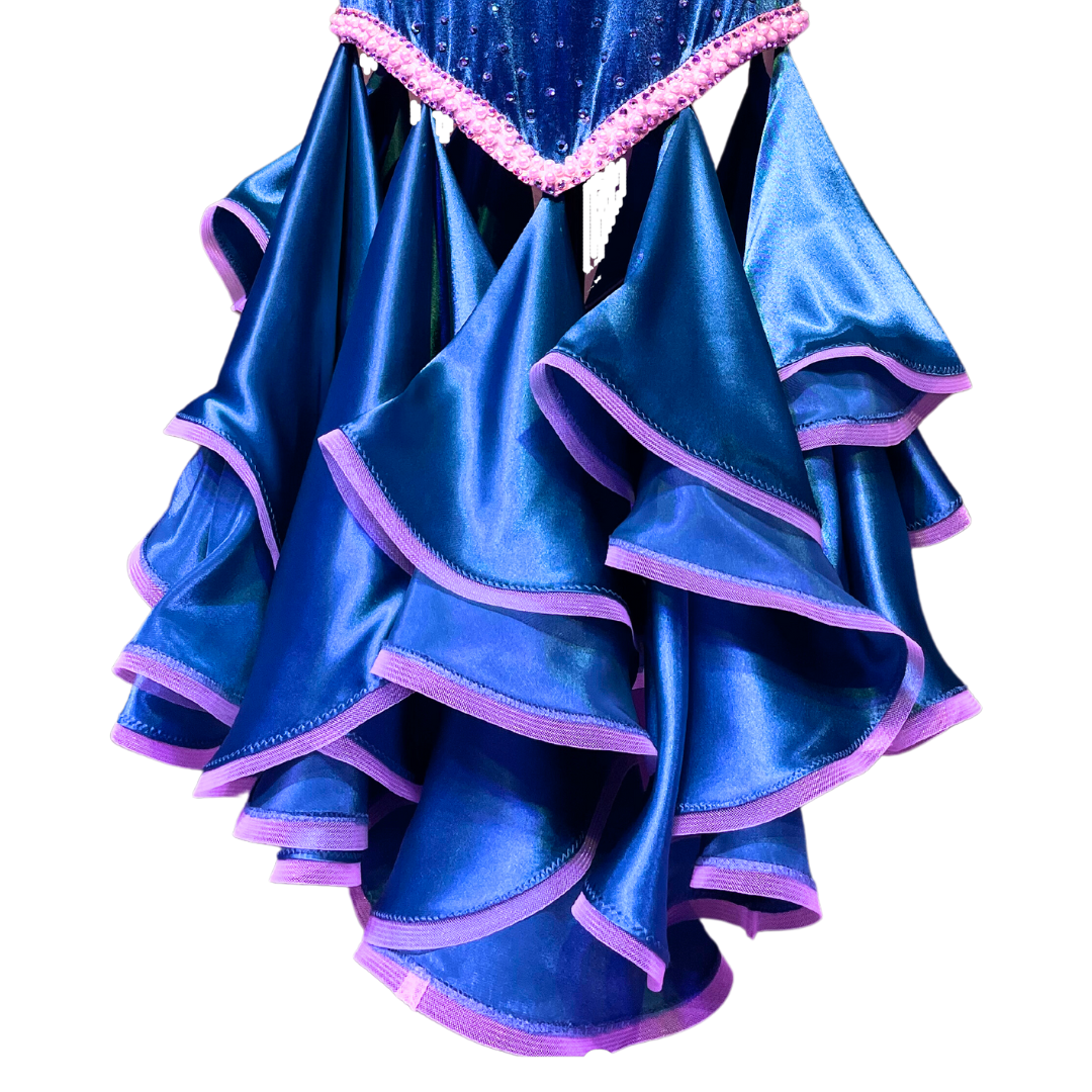 Blue Pearled Ruffled Dress image 3