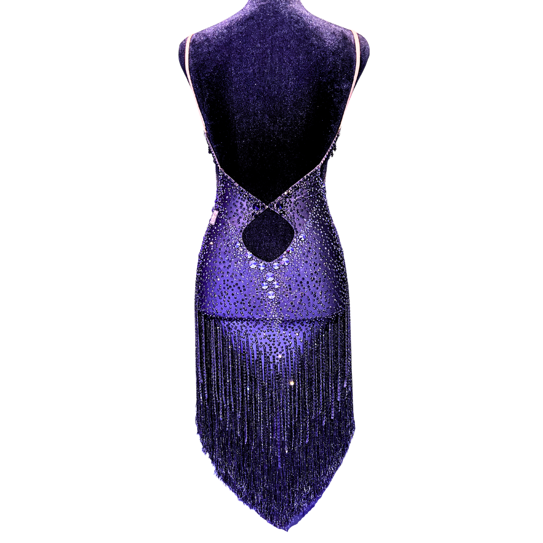 Black Beaded Fringe Cut-Out Dress image 2