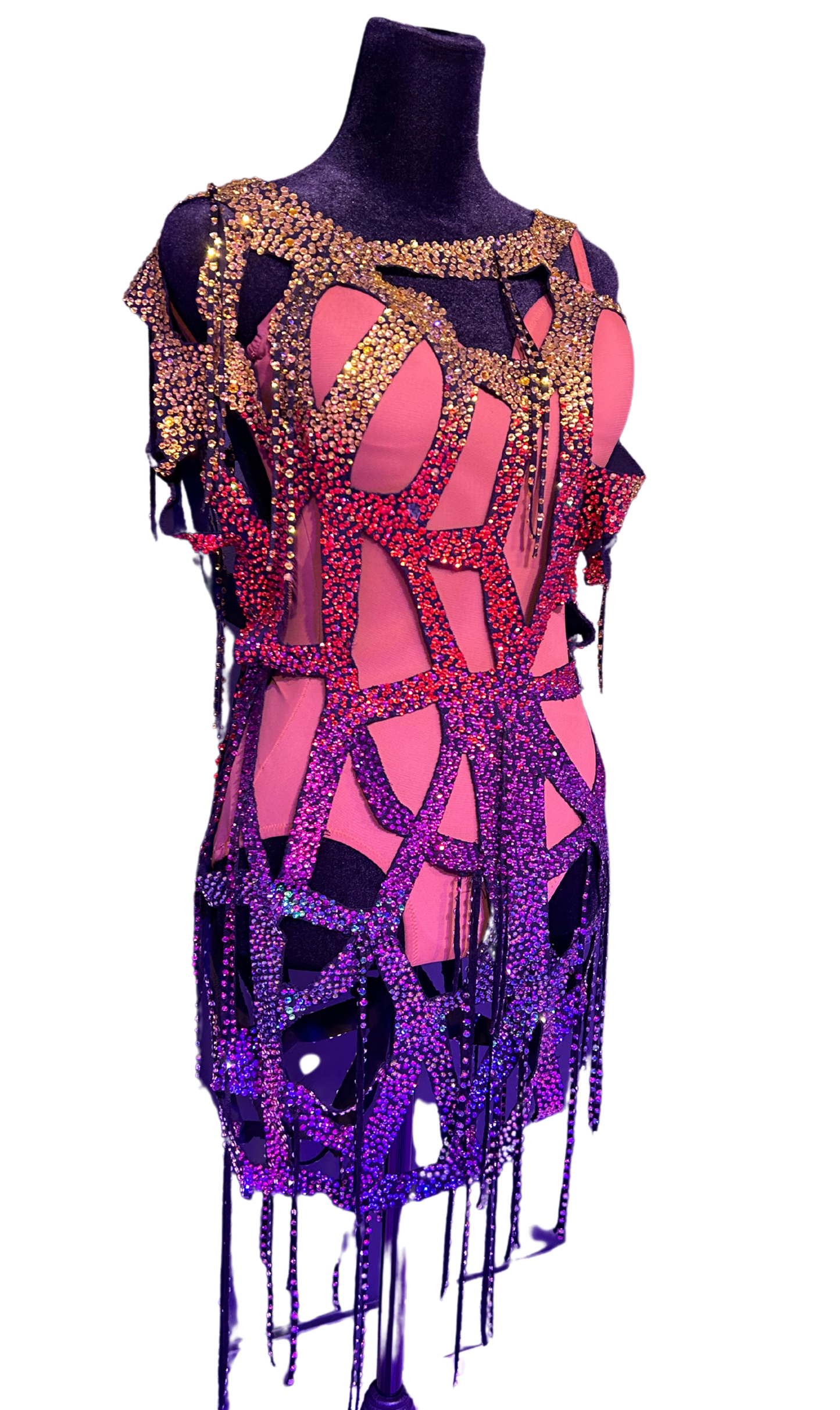 Abraham Martinez Muti-Color Abstract Nude Body Dress (Rental)