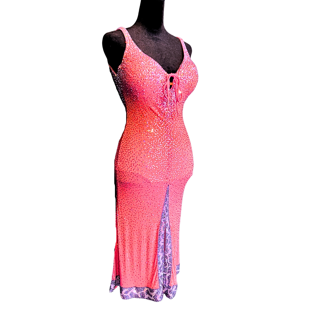 Long Pink + Purple Slit-Skirt Dress image 0