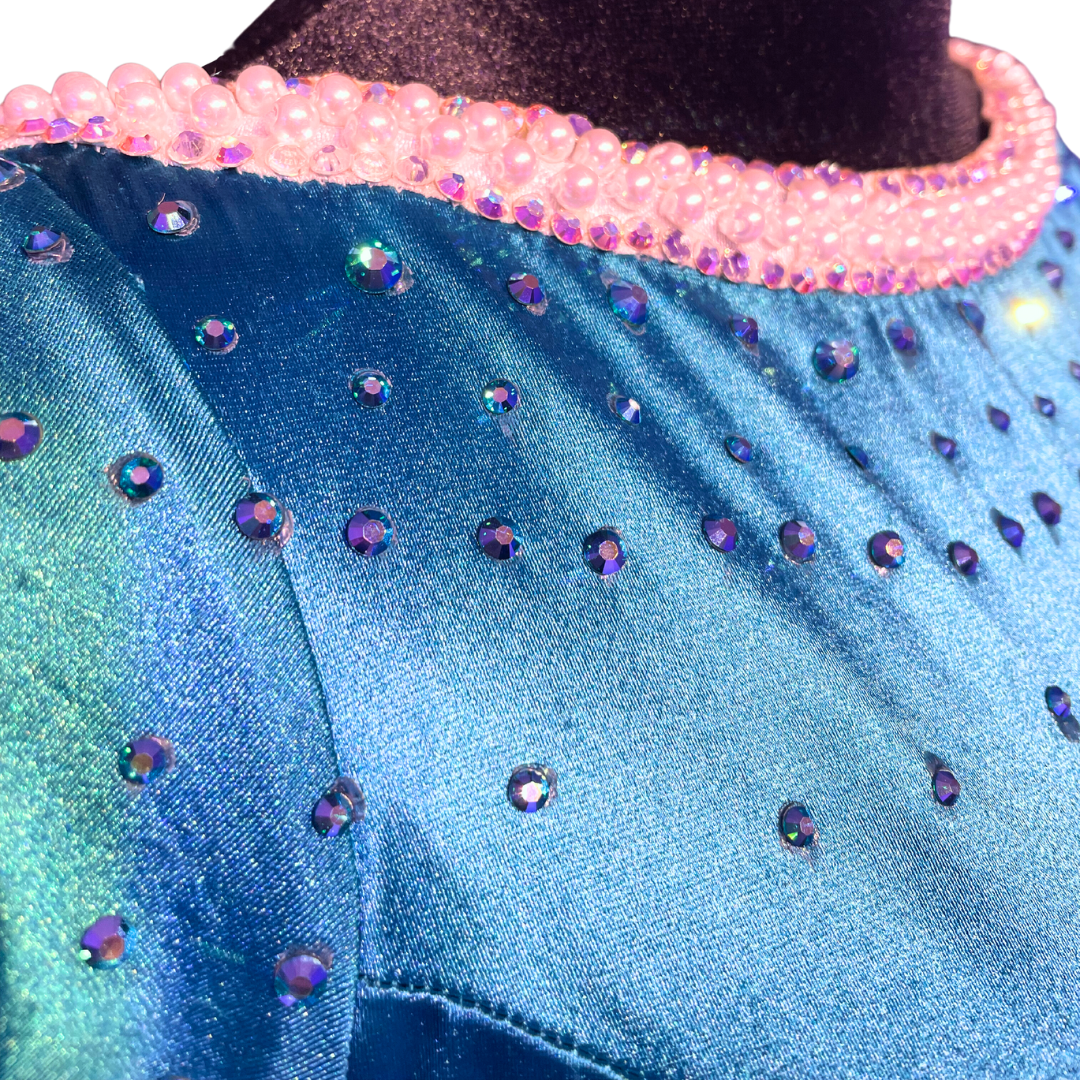 Blue Pearled Ruffled Dress image 2