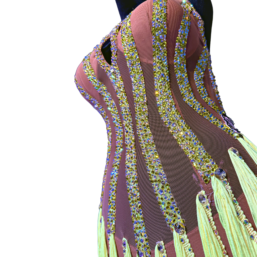 CBE Couture Yellow Fringe Dress image 3