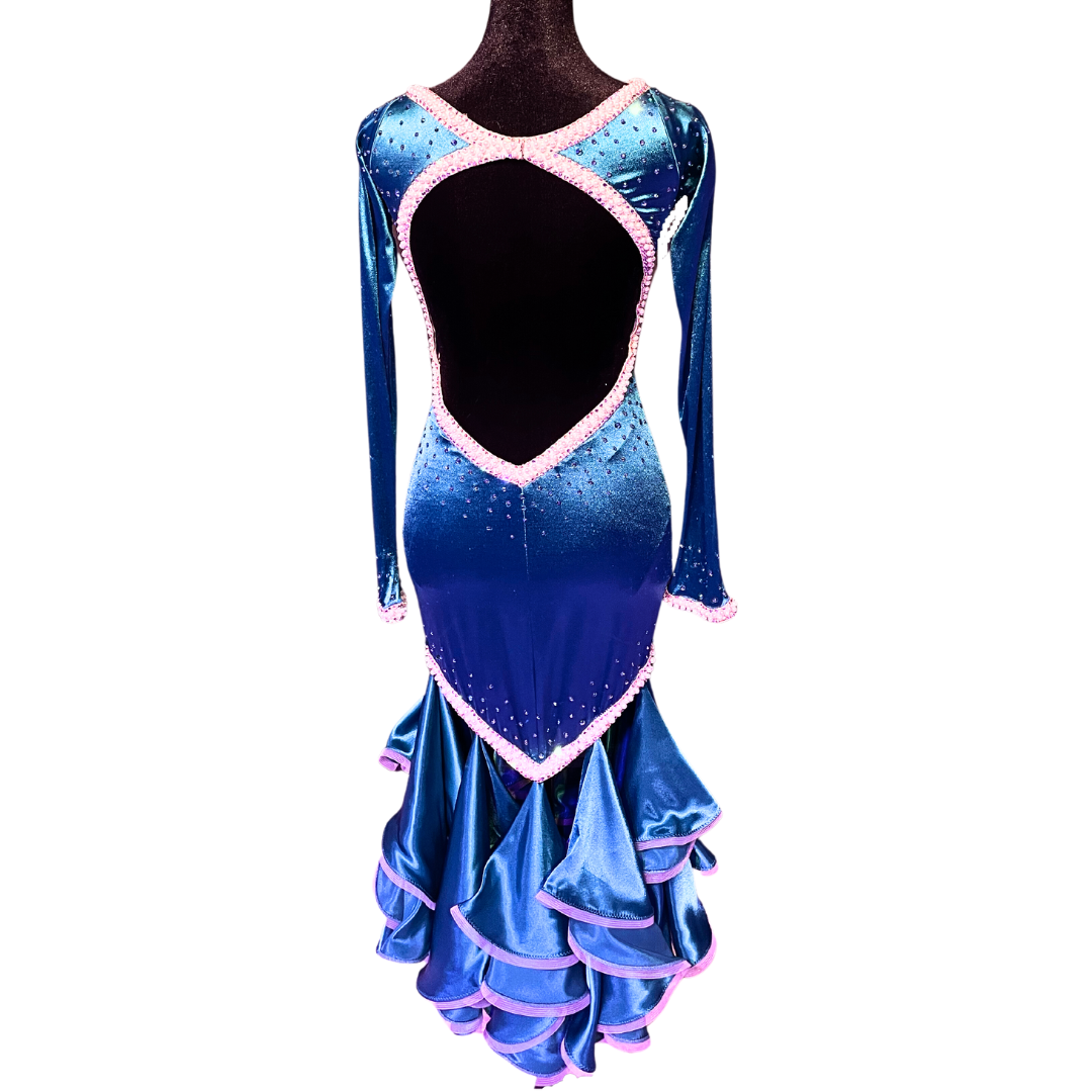 Blue Pearled Ruffled Dress image 1