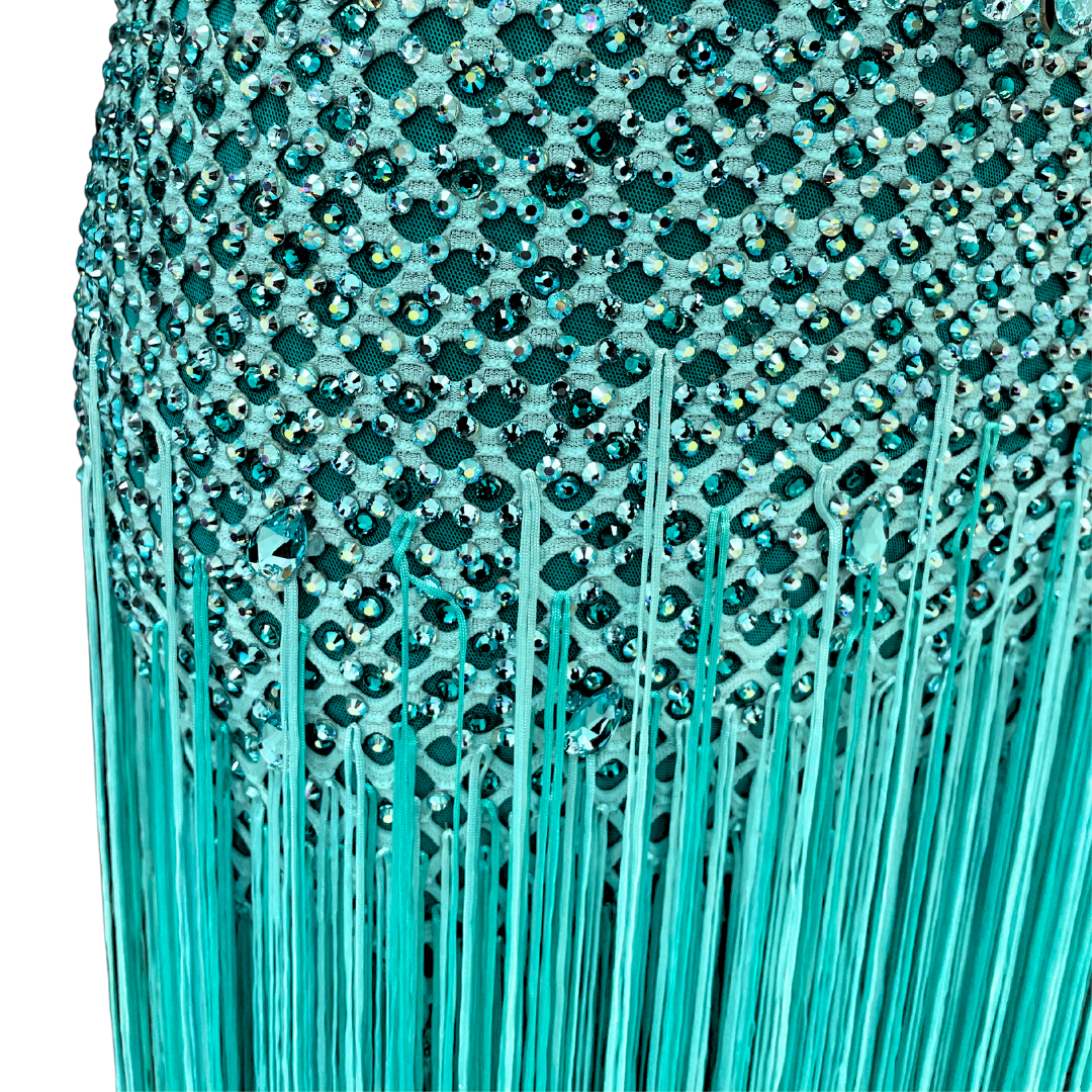 Teal Asymmetrical Netted Dress image 4