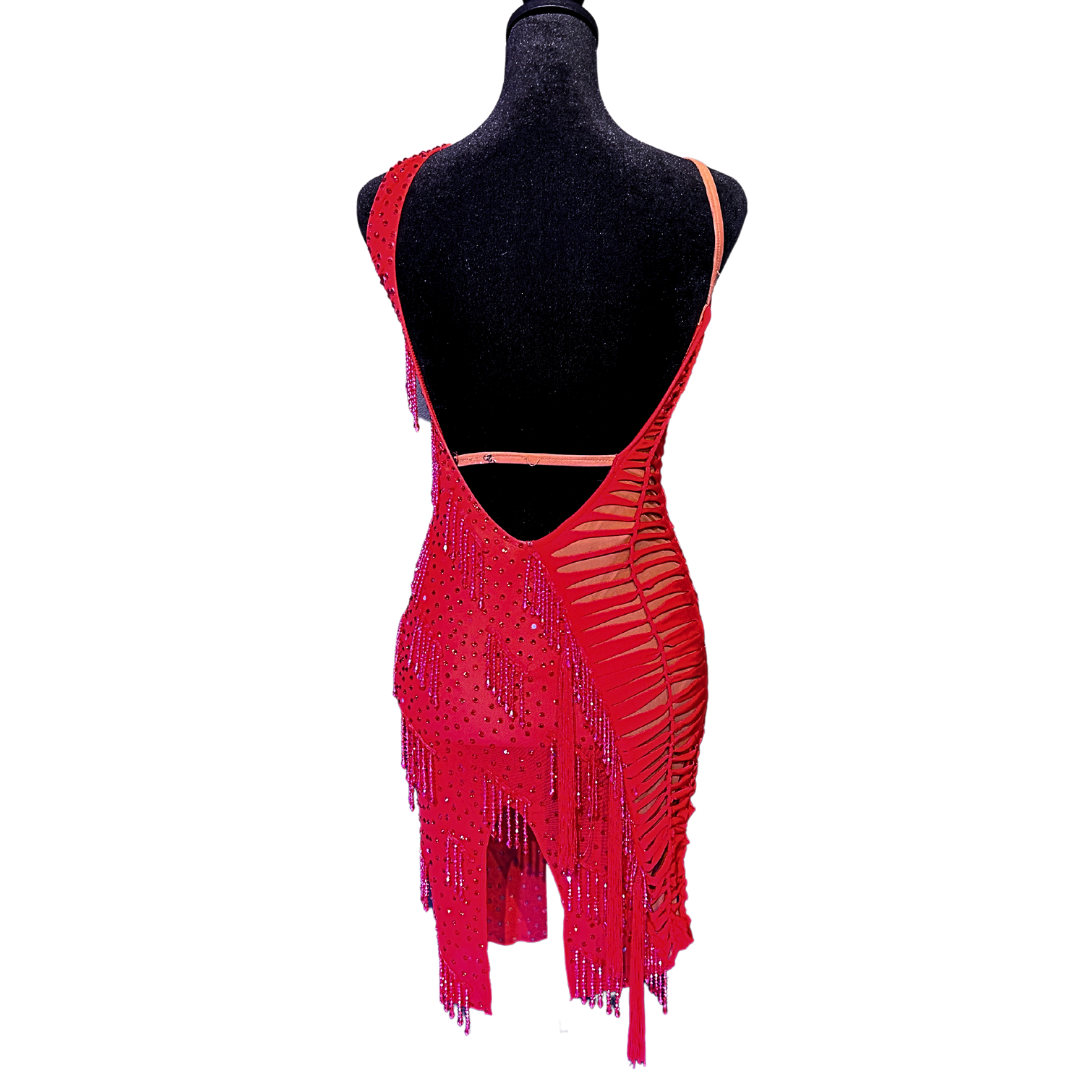 Red Beaded Fringe Dress image 2
