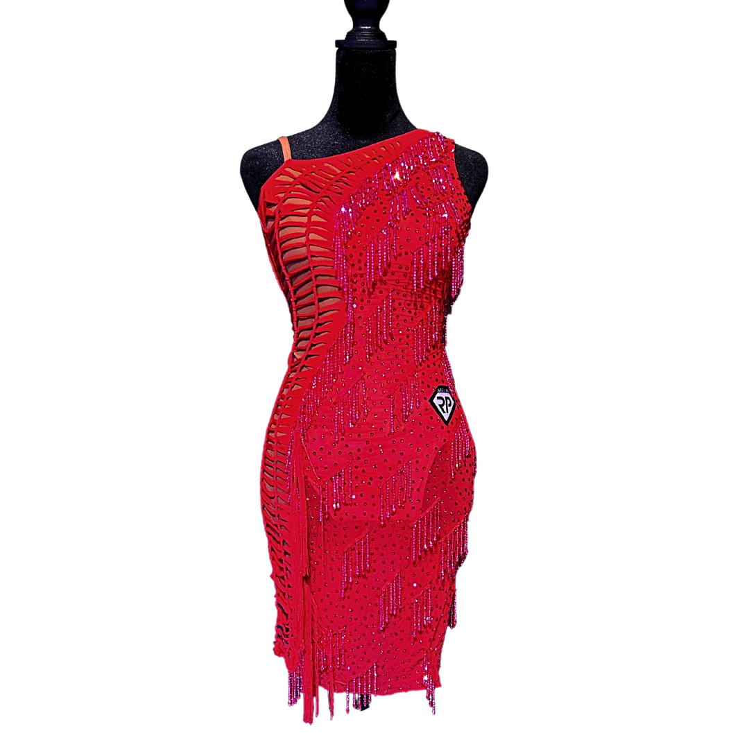 Red Beaded Fringe Dress image 1