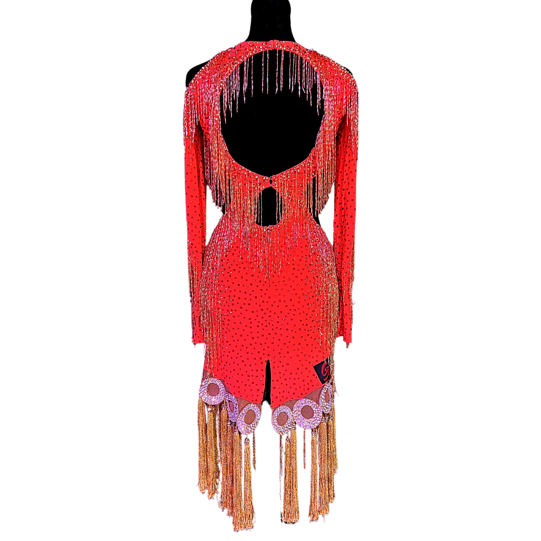 Orange Beaded Fringe Dress image 2