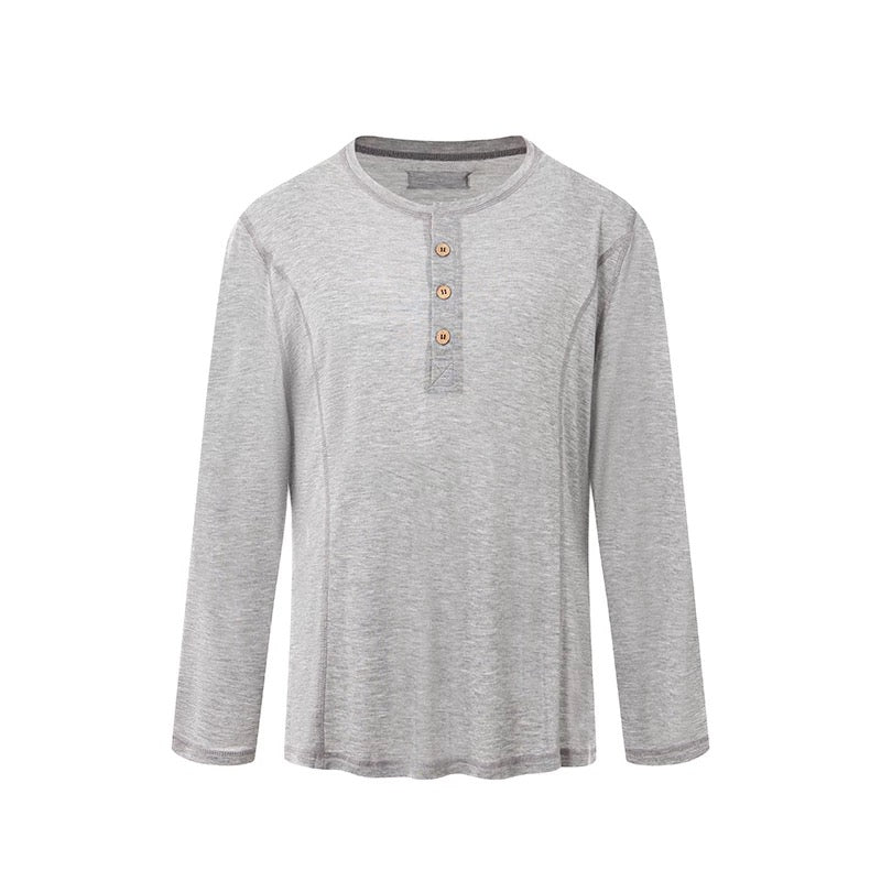 DUYQ 3 Button Crew Neck