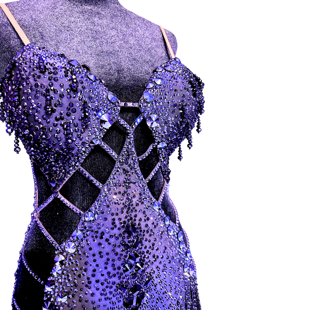 Black Beaded Fringe Cut-Out Dress image 3