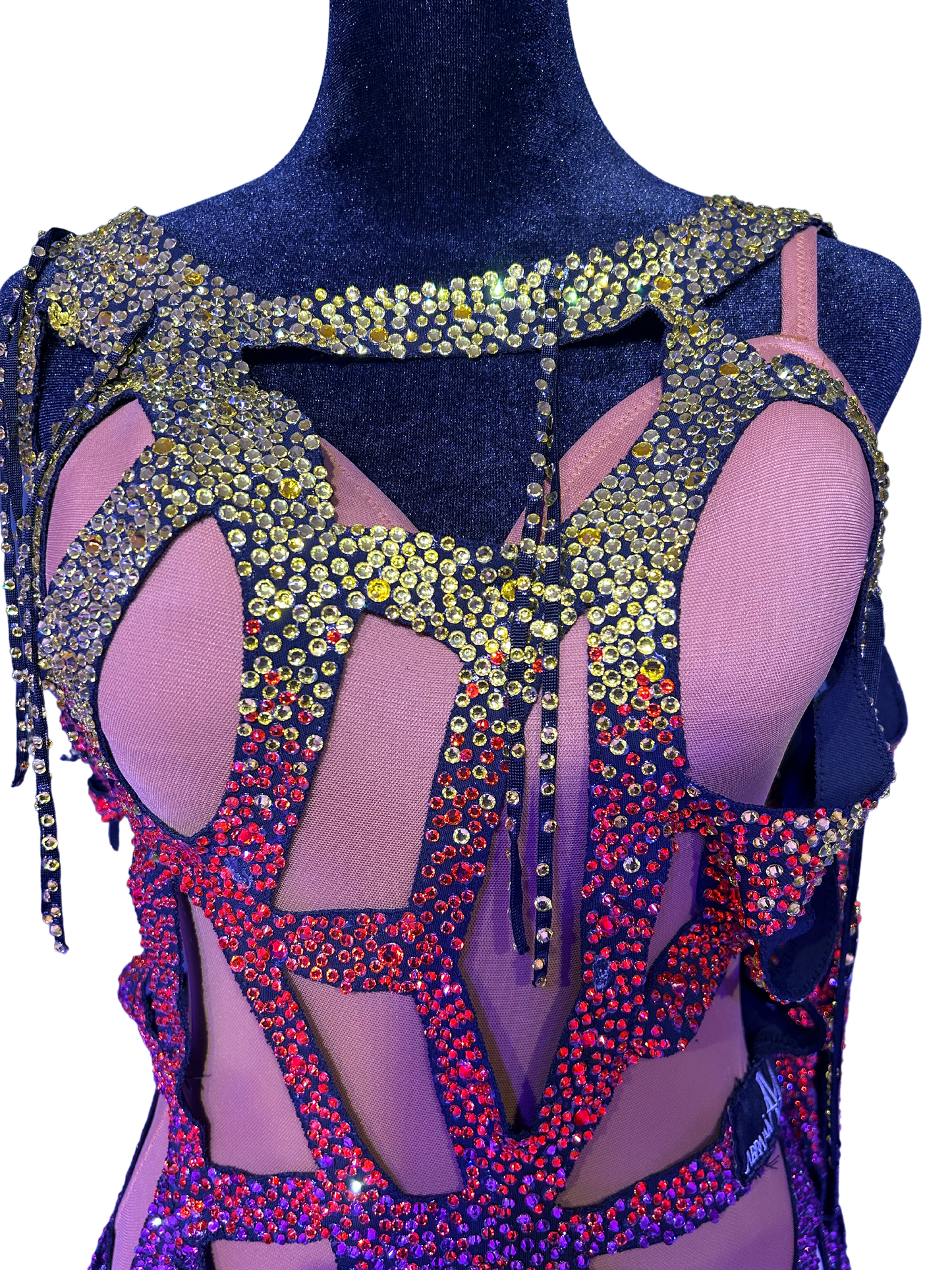Abraham Martinez Muti-Color Abstract Nude Body Dress (Rental)