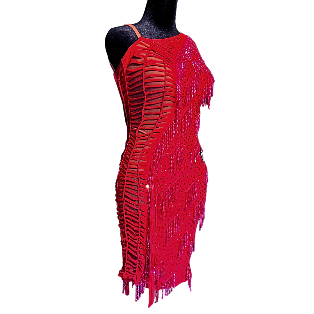 Red Beaded Fringe Dress image 3