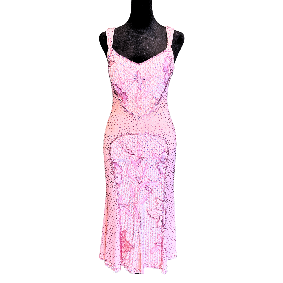 Long Pink Slit-Skirt Dress image 1