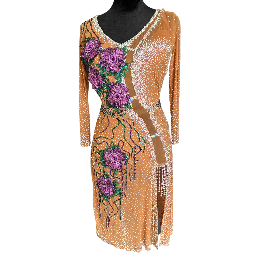 Tan Purple Rose Dress image 1