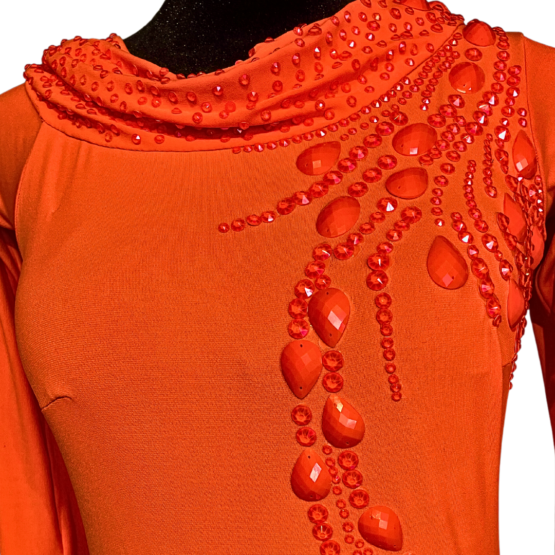 Coral and Black Fringe Drooping Dress image 3