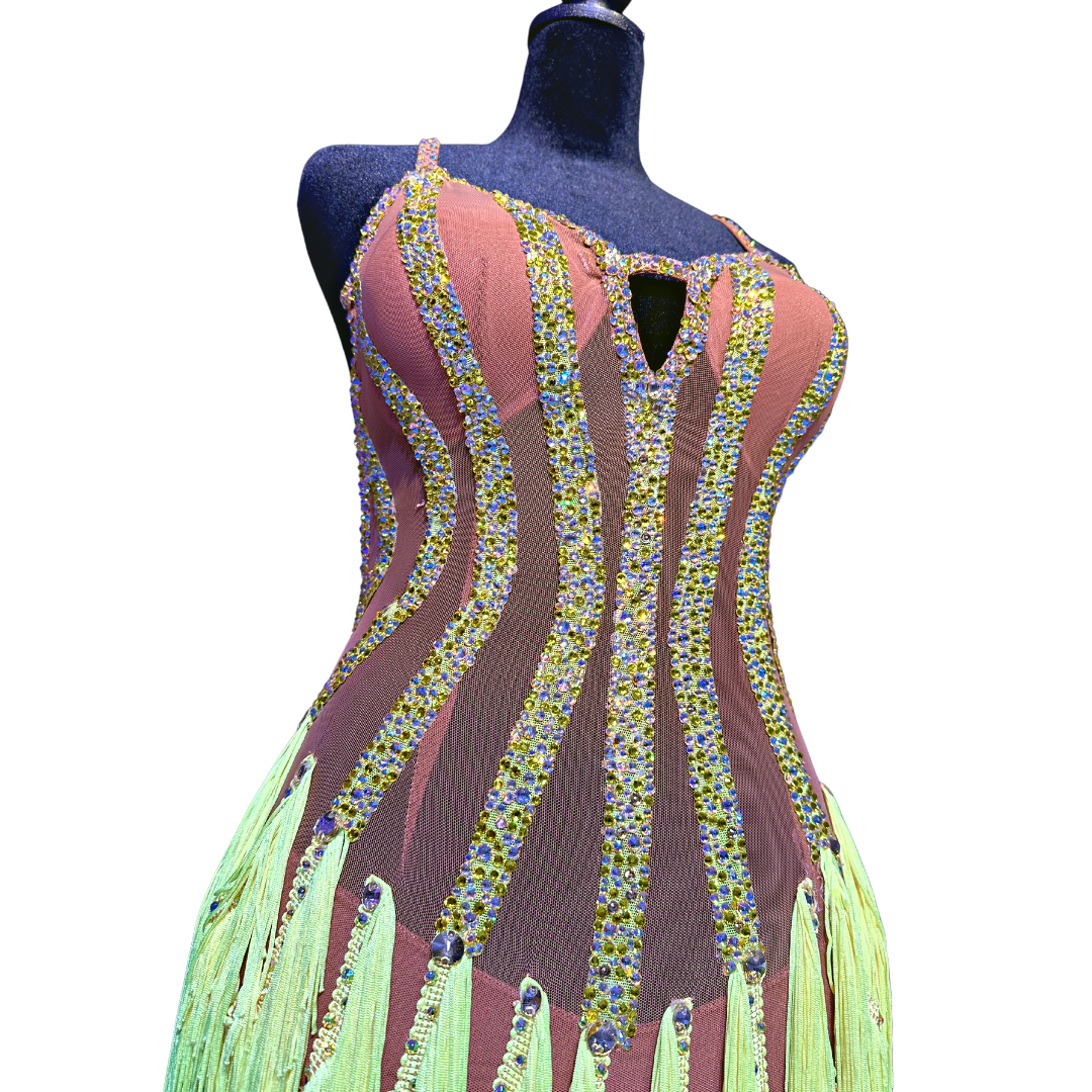 CBE Couture Yellow Fringe Dress image 4