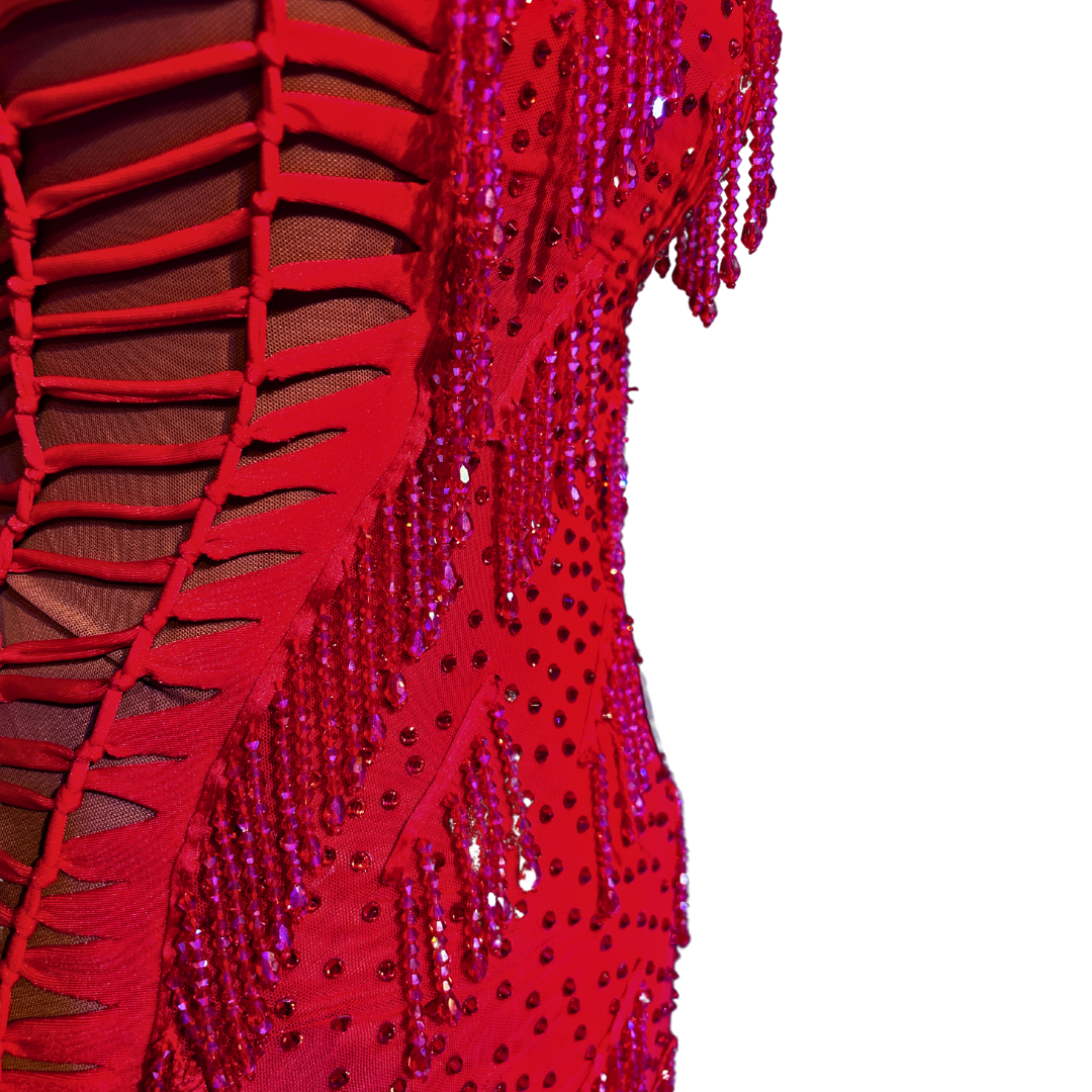 Red Beaded Fringe Dress image 5