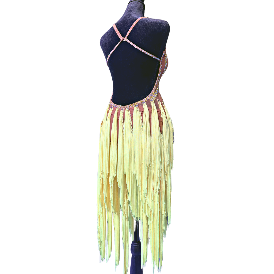 CBE Couture Yellow Fringe Dress image 1