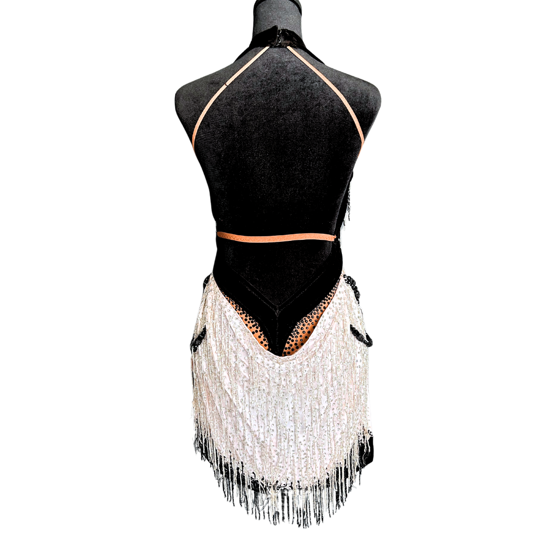 Vessa Black and White Beaded Fringe Dress image 1