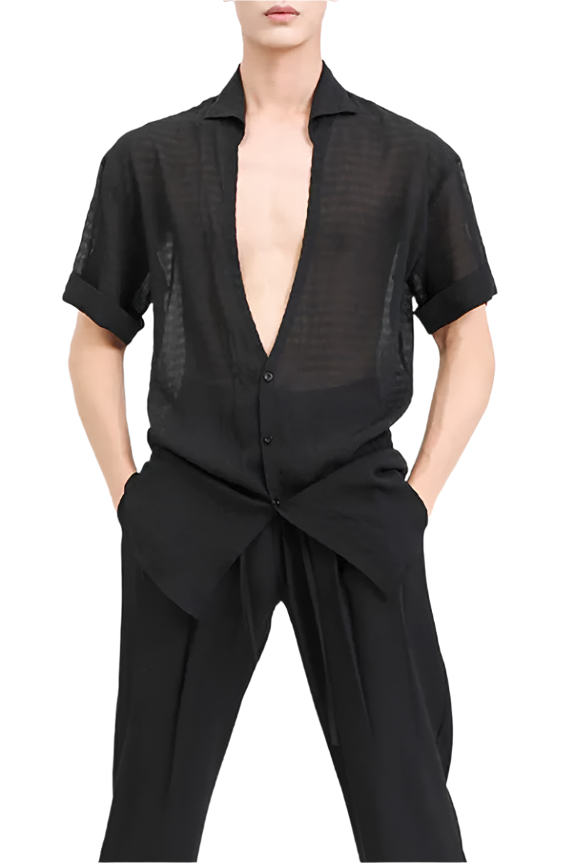 Mens latin dance shirt by ZYM Dance Style model N008 Black
