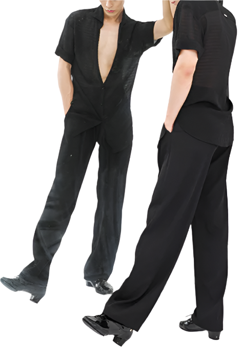 Mens latin dance shirt by ZYM Dance Style model N008 Black