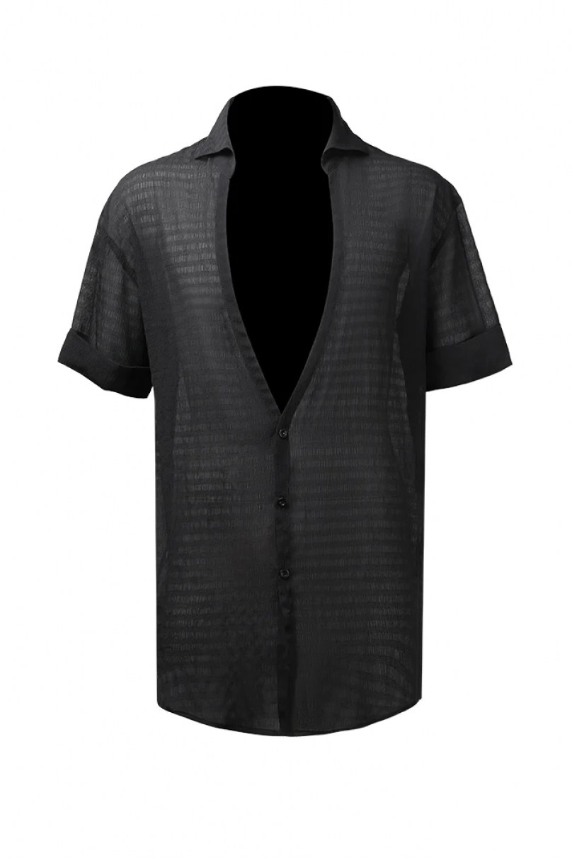 Mens latin dance shirt by ZYM Dance Style model N008 Black