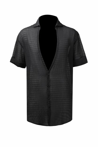 Mens latin dance shirt by ZYM Dance Style model N008 Black