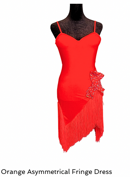 Neon Orange Class Fringe Dress