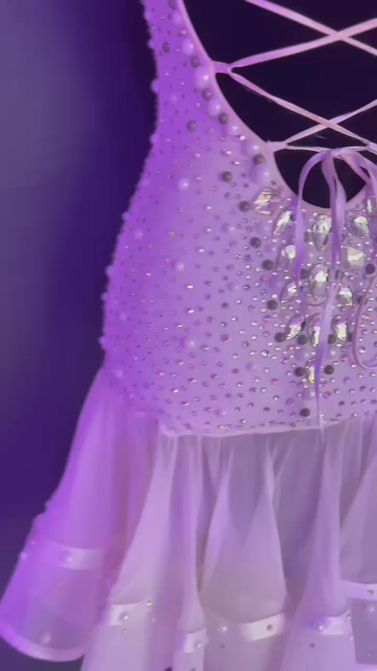 White beaded fringe dress for junior