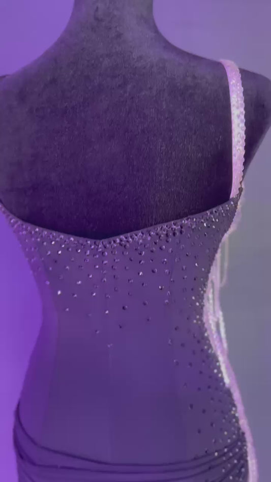 Grey Beaded Fringe Dress for Junior